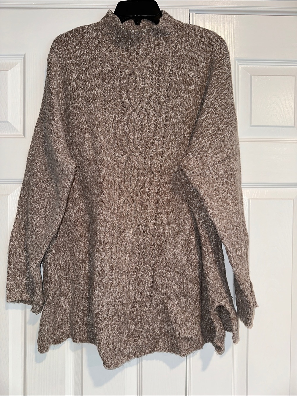 J. Jill Brown Marled Cable Knit Turtleneck Sweater